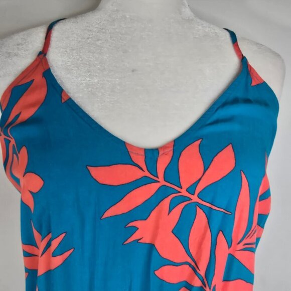 Old Navy Hawaiian Halter Maxi Shift Dress in Teal Coral Pink Floral - Picture 6 of 10